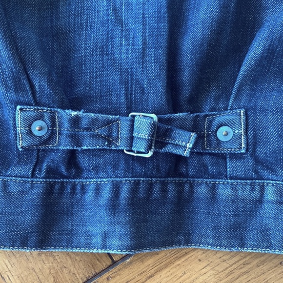 Levi’s Redloop Indigo Wash Jean Jacket Pleated Front Aqua Washed Buttons Size M - Picture 8 of 11